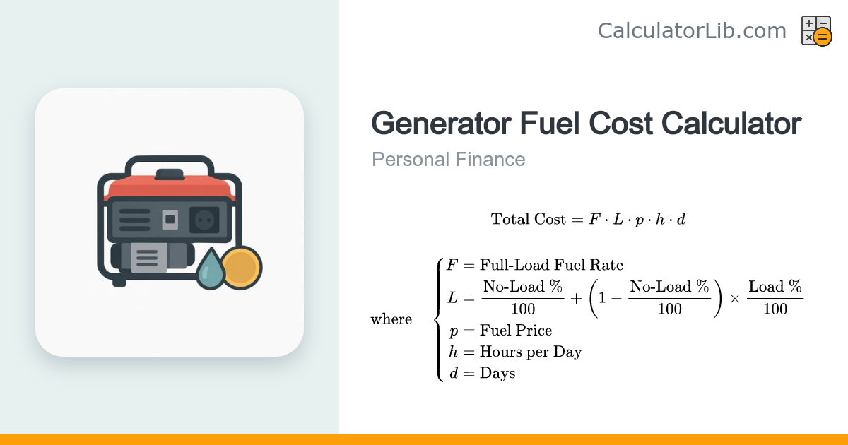 Generator Fuel Cost Calculator - Hourly & Daily Cost - CalculatorLib