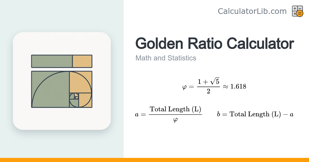 Golden Ratio Calculator — φ and a:b Split - CalculatorLib