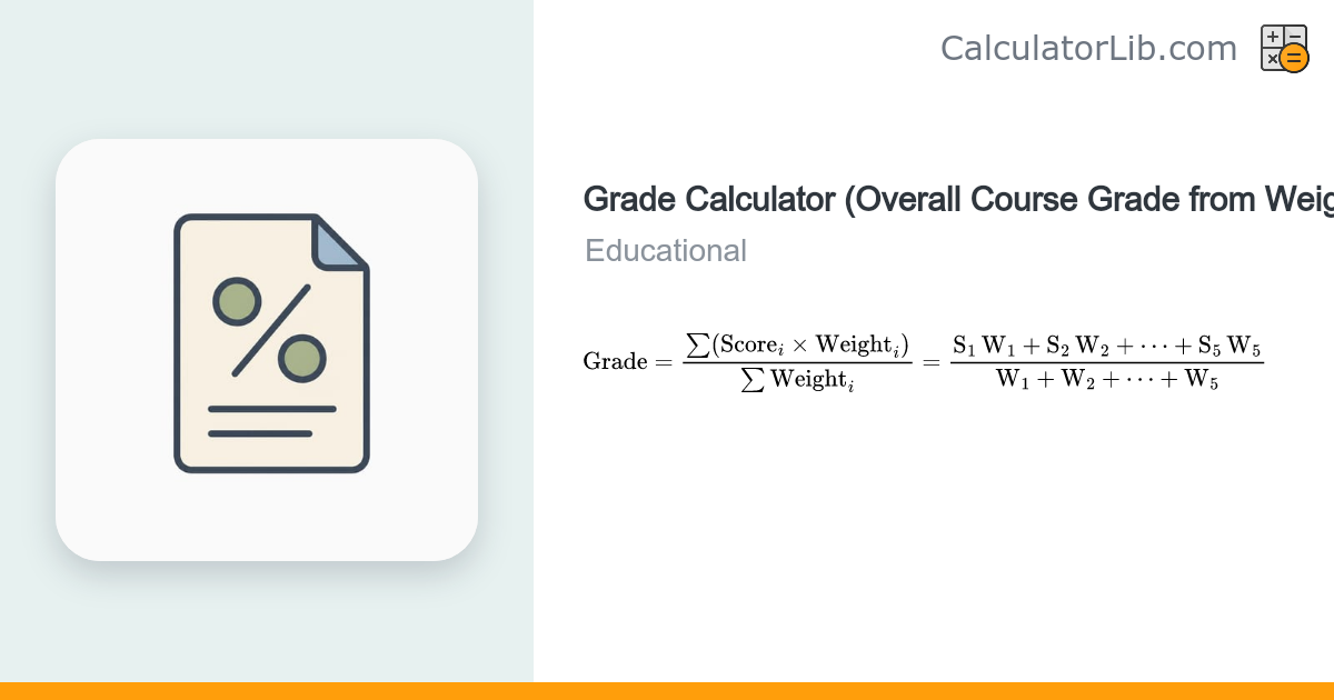 Grade Calculator — Overall Course Grade from Weights - CalculatorLib