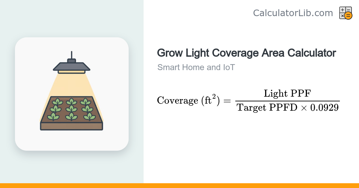 Grow Light Coverage Area Calculator | PPF to ft² - CalculatorLib