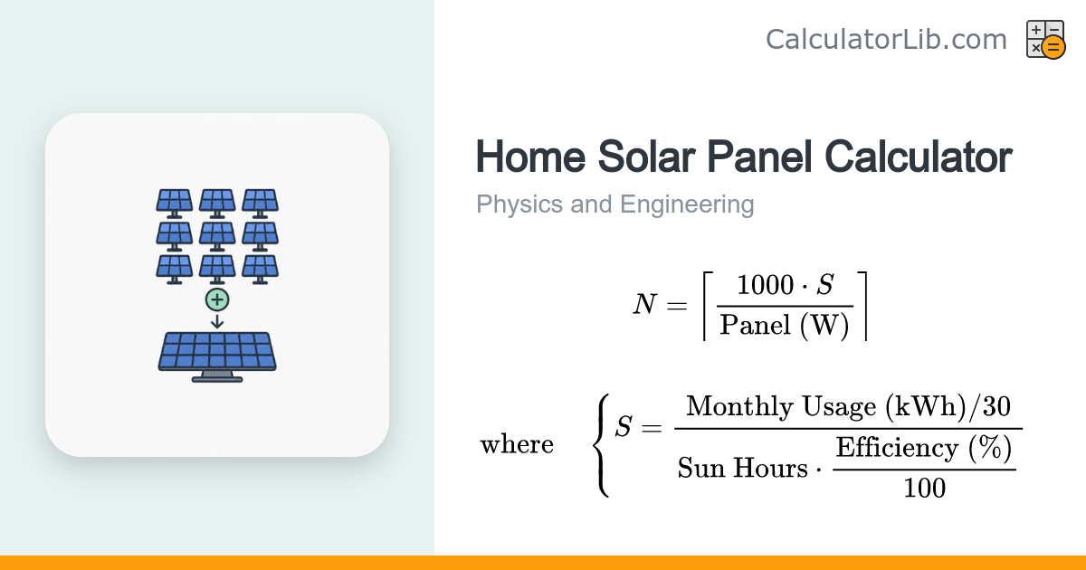 Home Solar Panel Calculator | Panels & System Size - CalculatorLib