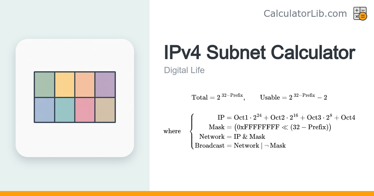 Subnet Calculator - IPv4 CIDR, Mask & Host Range - CalculatorLib