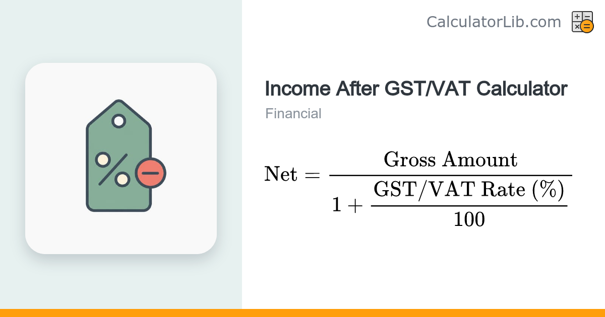 Income After GST/VAT Calculator | Net Amount - CalculatorLib