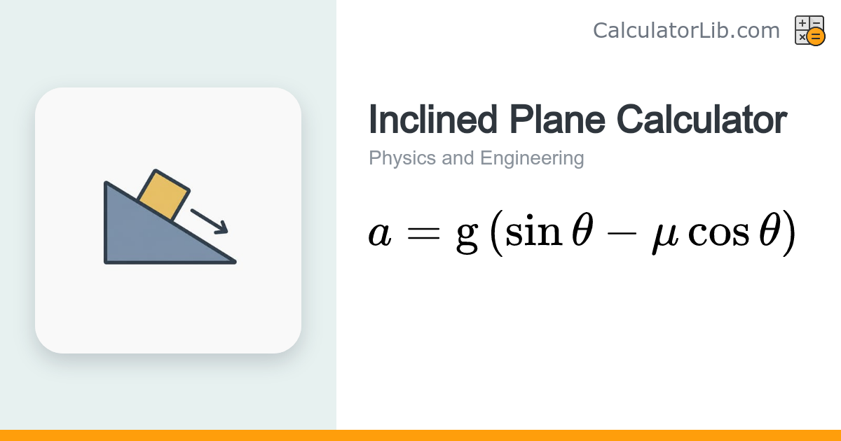 Inclined Plane Calculator – Acceleration & Forces - CalculatorLib