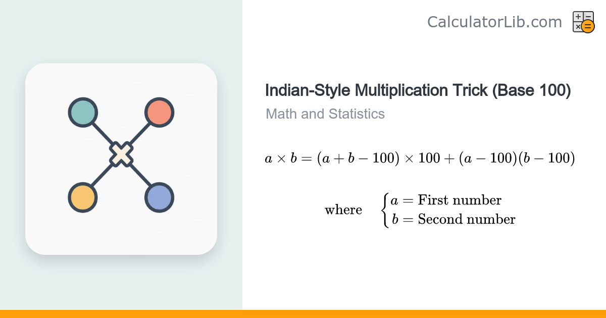 Indian-Style Multiplication Trick (Base 100) Calculator - CalculatorLib
