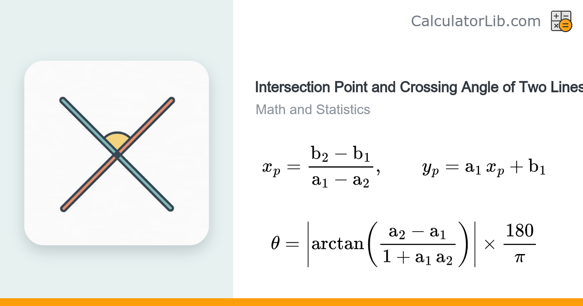 Two Line Intersection Point & Crossing Angle Calculator - CalculatorLib