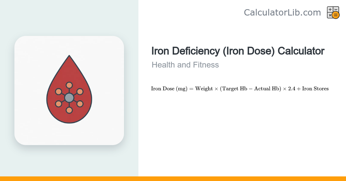 Iron Deficiency (Iron Dose) Calculator – Ganzoni - CalculatorLib