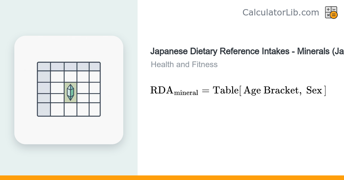 Japanese Dietary Reference Intakes (Minerals) Calculator - CalculatorLib