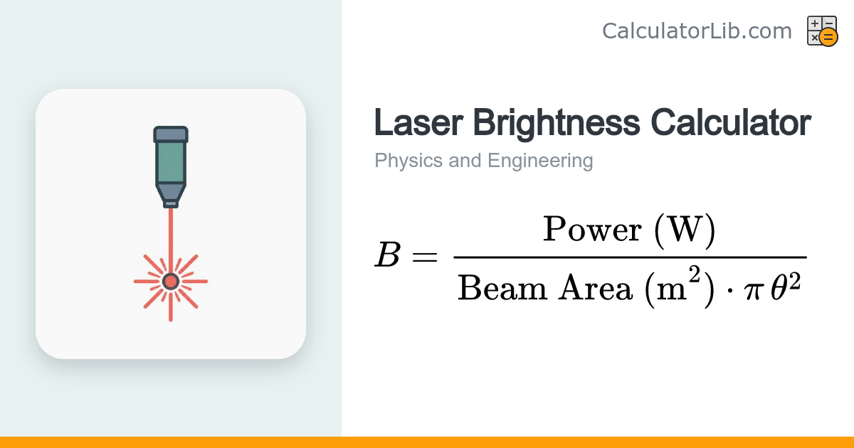 Laser Brightness Calculator - Radiance B = P/(A·Ω) - CalculatorLib
