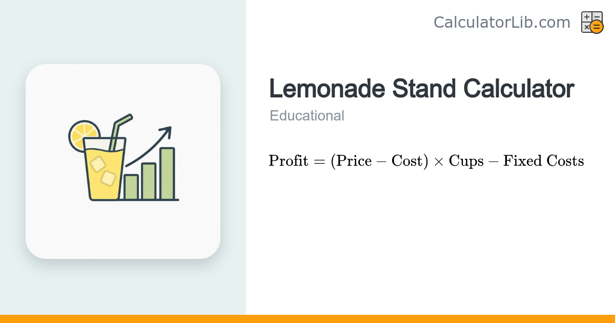 Lemonade Stand Calculator - Profit & Break-Even - CalculatorLib