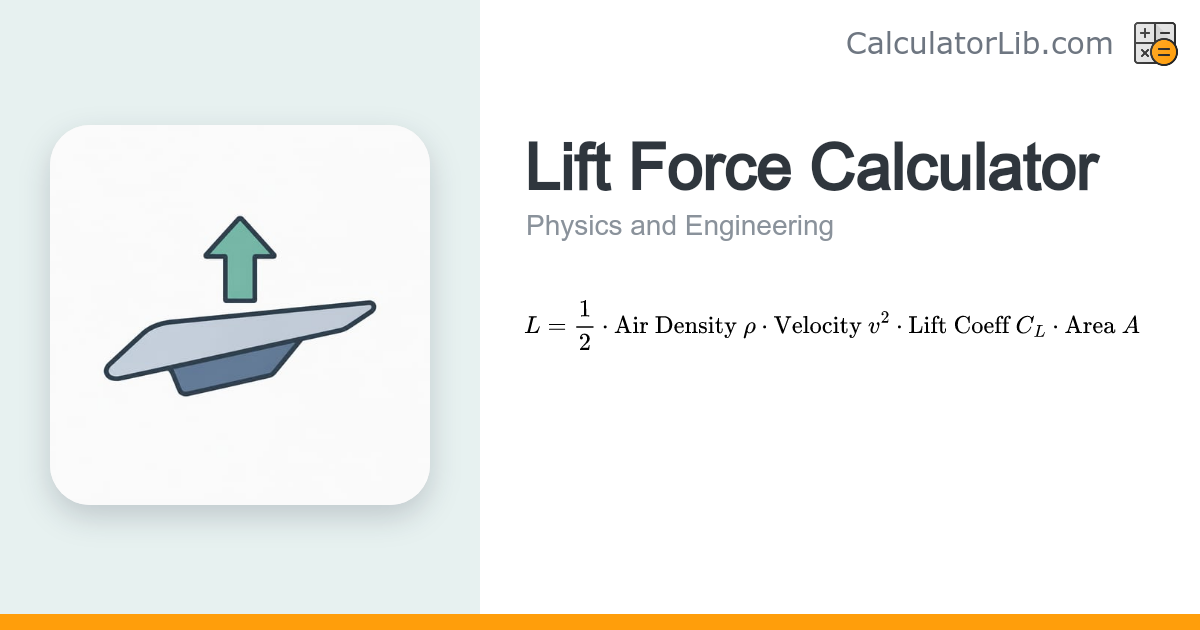 Lift Force Calculator (L = ½ρv²C_LA) - CalculatorLib