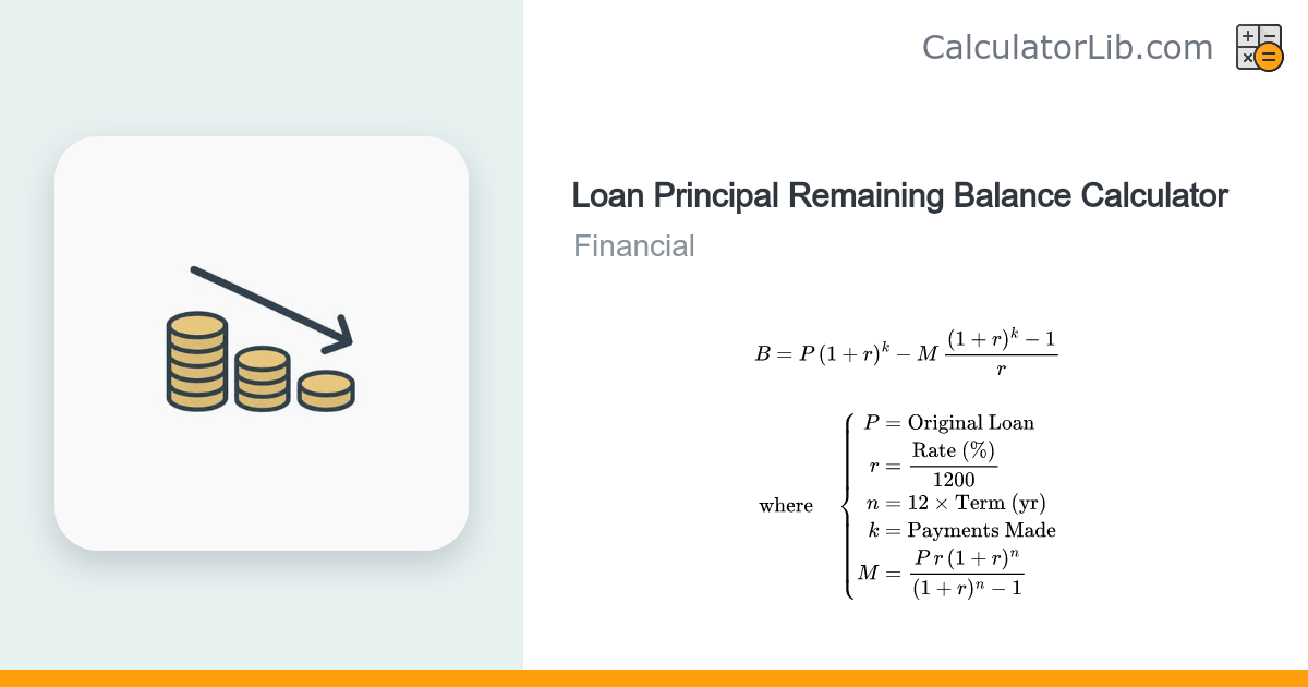 Loan Principal Remaining Balance Calculator - CalculatorLib