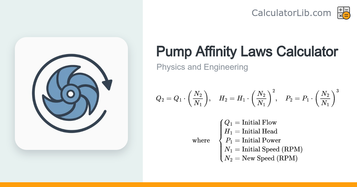 Pump Affinity Laws Calculator (Flow, Head, Power) - CalculatorLib