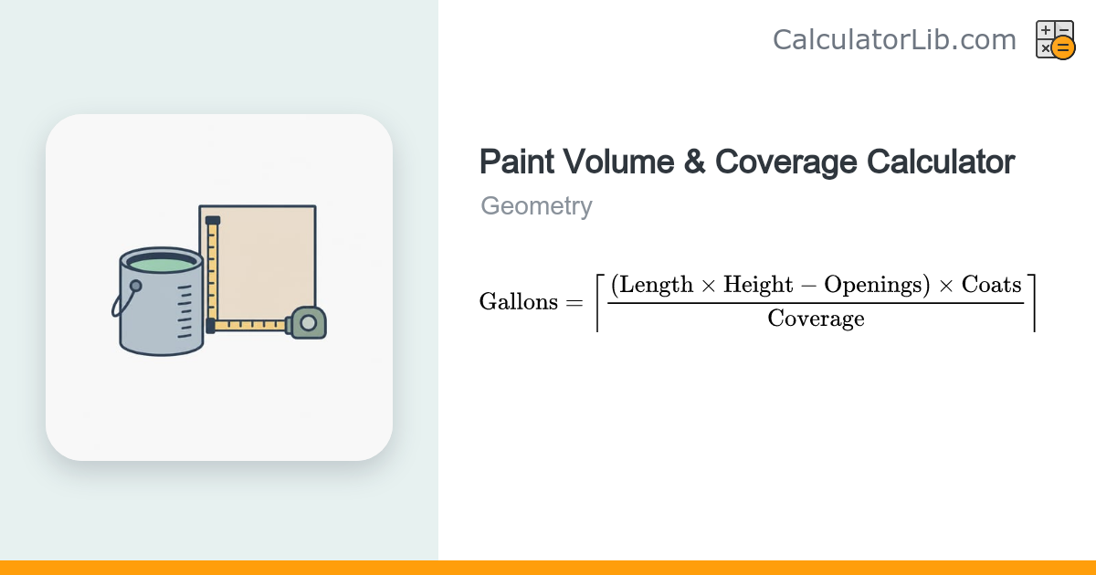 Paint Volume & Coverage Calculator (Gallons Needed) - CalculatorLib