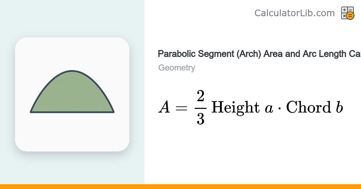Parabolic Segment Area & Arc Length Calculator - CalculatorLib
