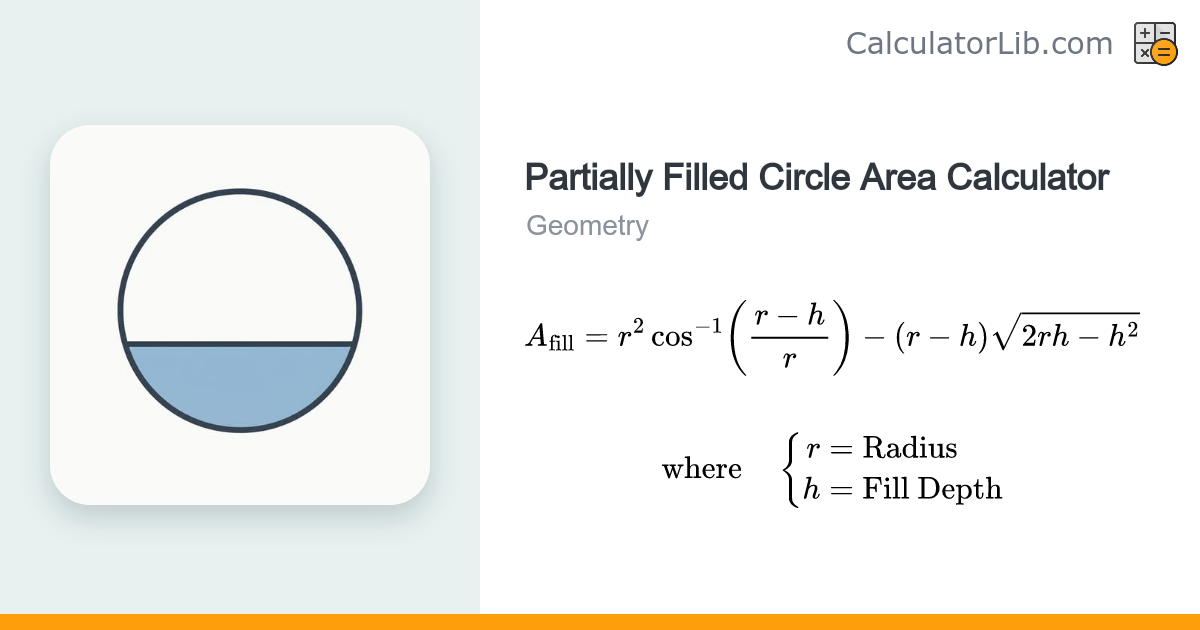 Partially Filled Circle Area (Tank) Calculator - CalculatorLib