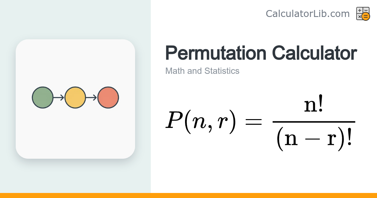 Permutation Calculator — P(n,r) = n!/(n-r)! - CalculatorLib