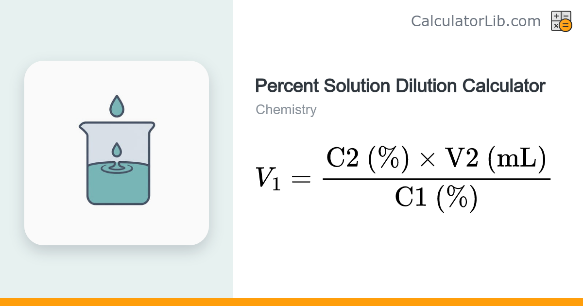Percent Solution Dilution Calculator (C1V1=C2V2) - CalculatorLib