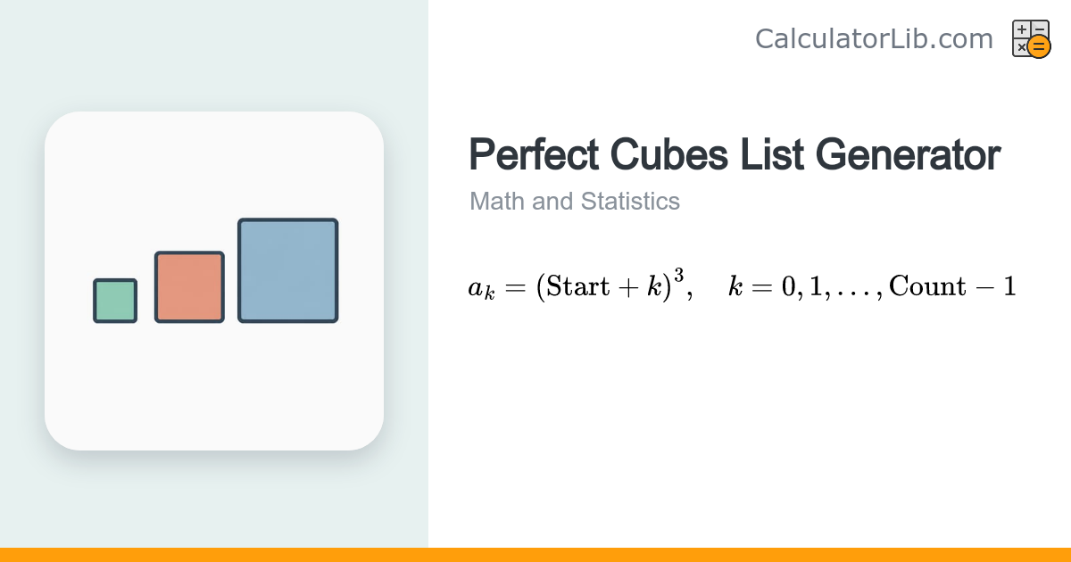 Perfect Cubes List Generator (First N Perfect Cubes) - CalculatorLib