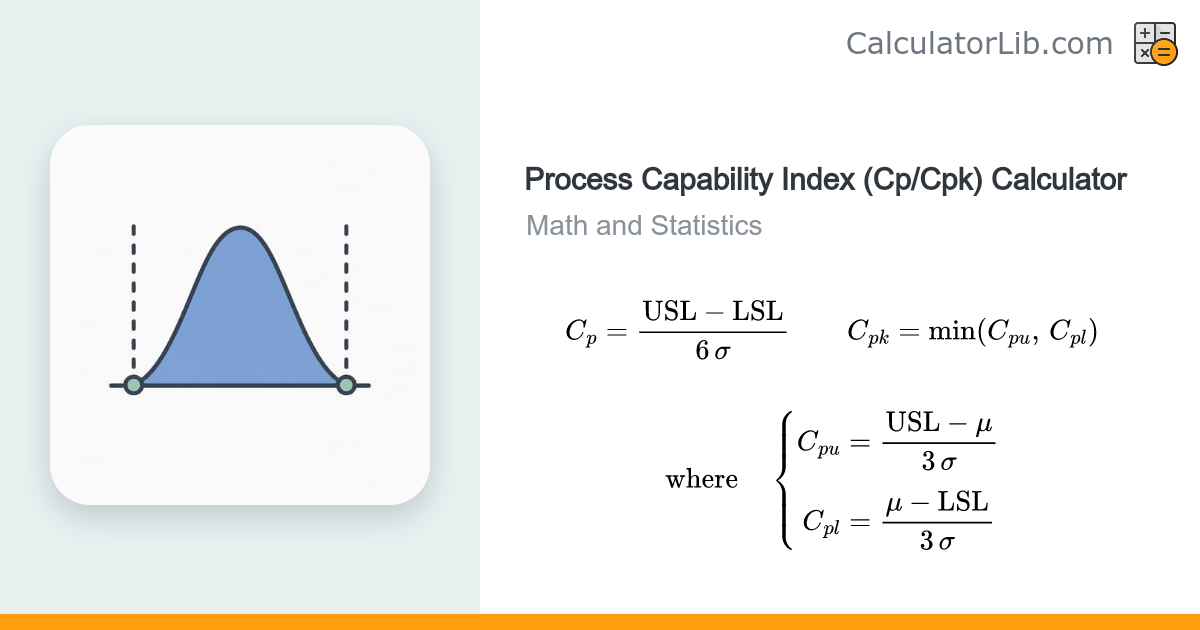 Process Capability Index (Cp/Cpk) Calculator - CalculatorLib