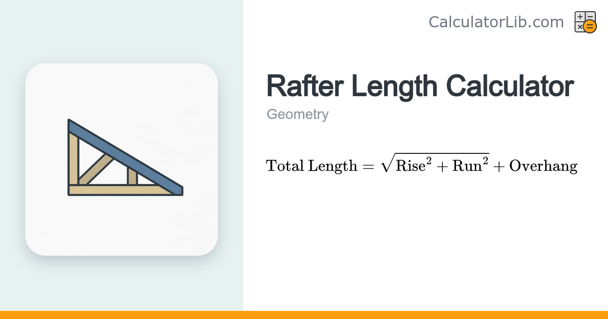 Rafter Length Calculator – Roof Rise, Run & Pitch - CalculatorLib