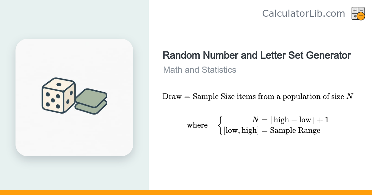 Random Number and Letter Set Generator - CalculatorLib