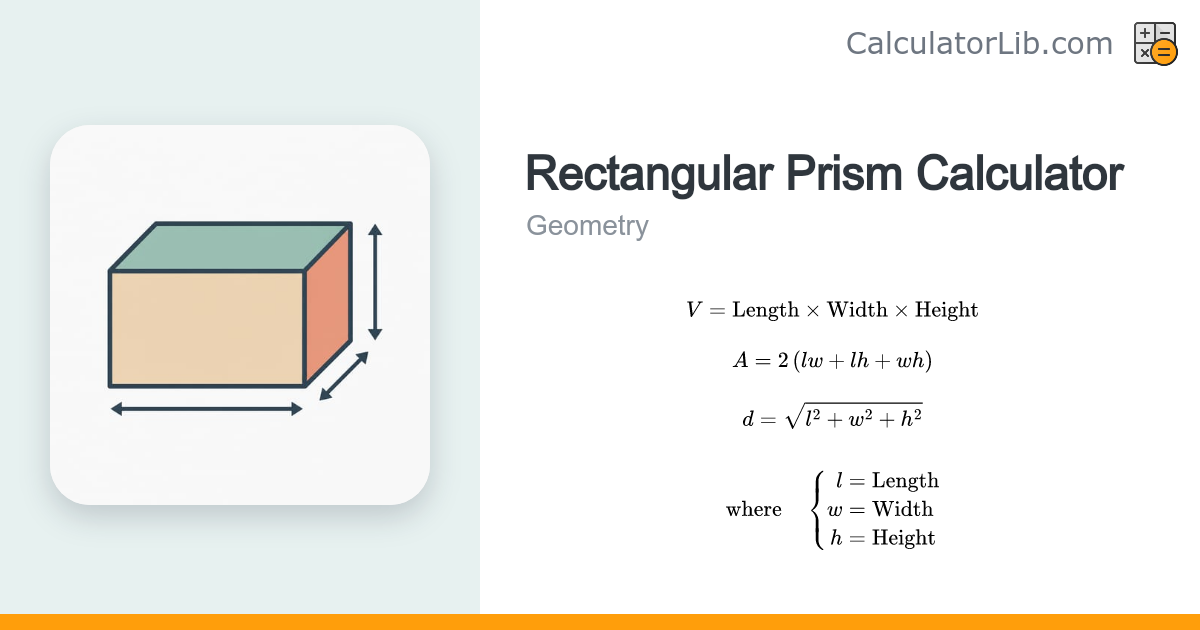 Rectangular Prism Calculator - Volume & Surface Area - CalculatorLib