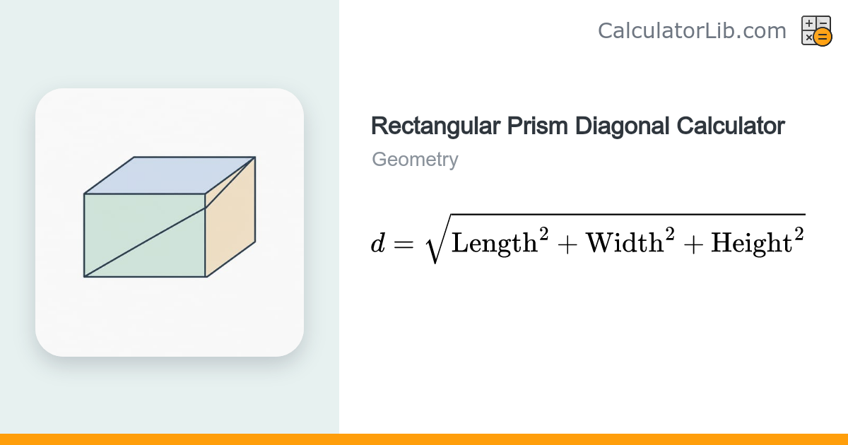 Rectangular Prism Diagonal Calculator - CalculatorLib