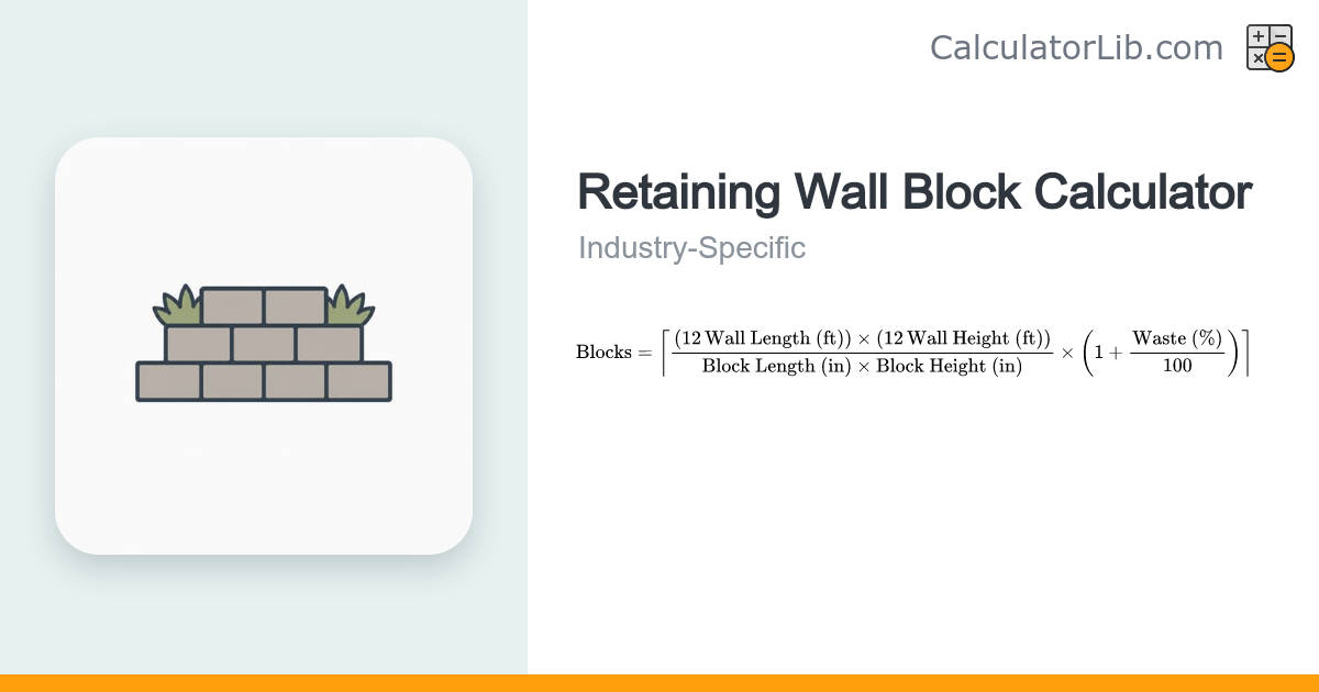 Retaining Wall Block Calculator | Estimate Blocks Needed - CalculatorLib