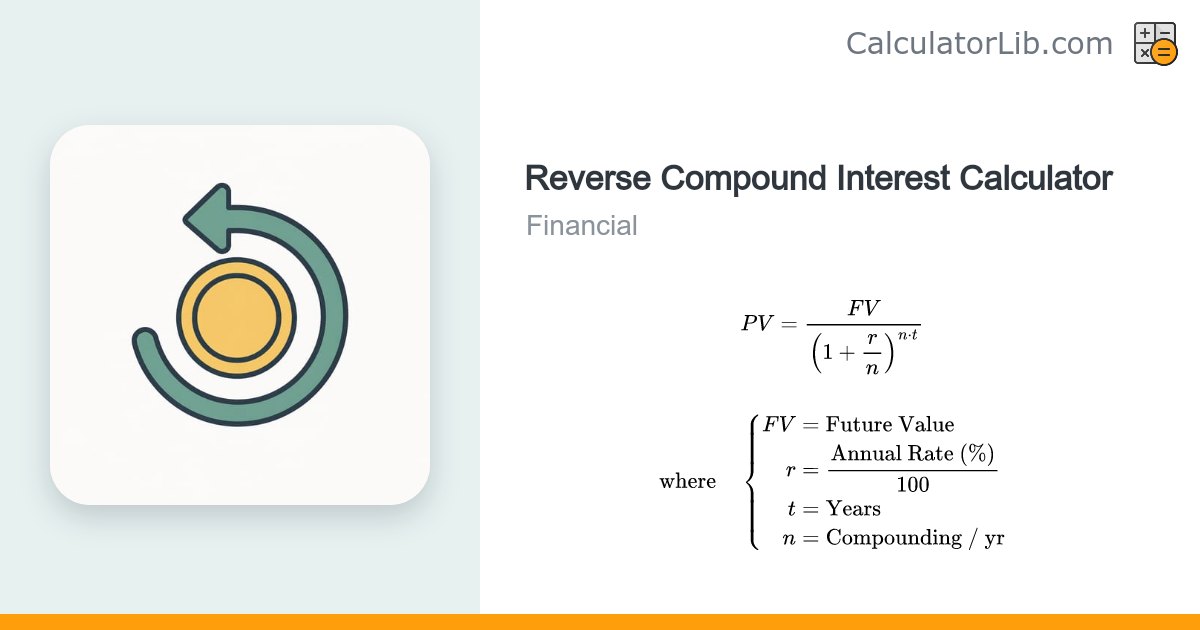 Reverse Compound Interest Calculator – Find Present Value - CalculatorLib