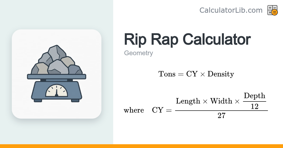 Rip Rap Calculator — Tons & Cubic Yards Needed - CalculatorLib
