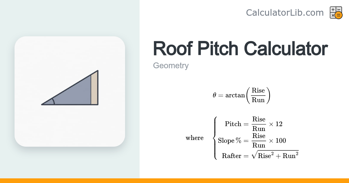 Roof Pitch Calculator — Angle, Slope & Ratio - CalculatorLib