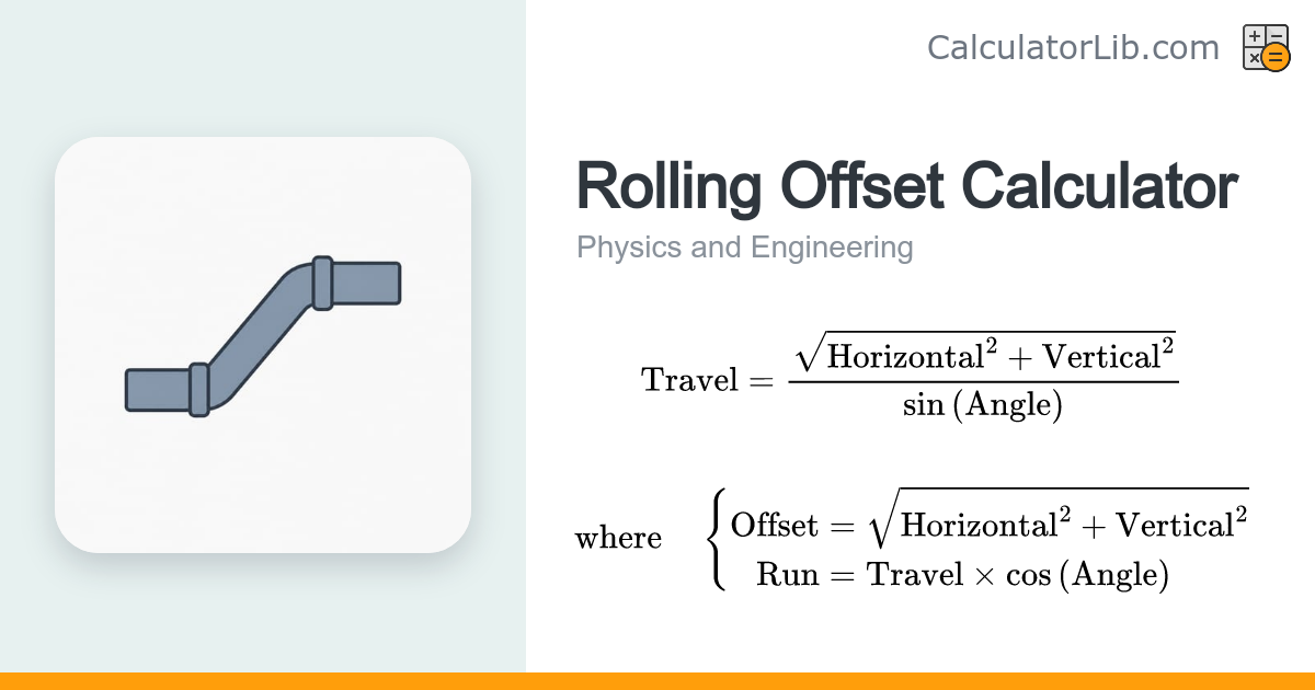 Rolling Offset Calculator | Pipe Travel & Offset - CalculatorLib