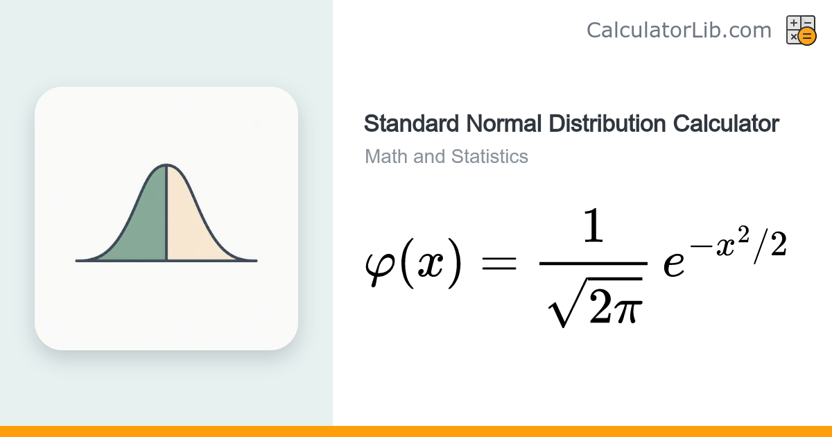 Standard Normal Distribution Calculator (PDF & CDF) - CalculatorLib