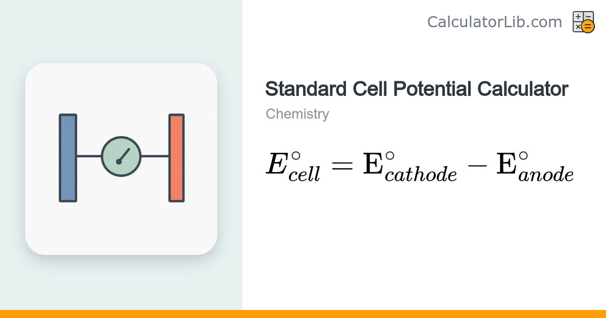 Standard Cell Potential Calculator (E°cell) - CalculatorLib