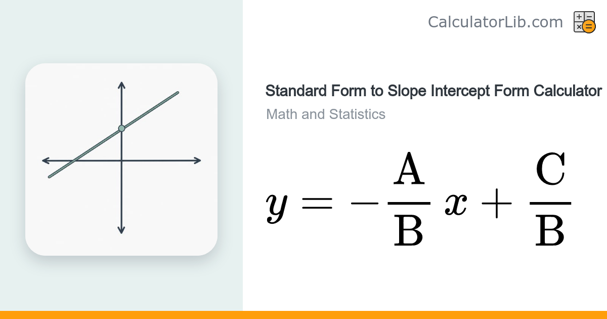 Standard Form to Slope Intercept Form Calculator - CalculatorLib