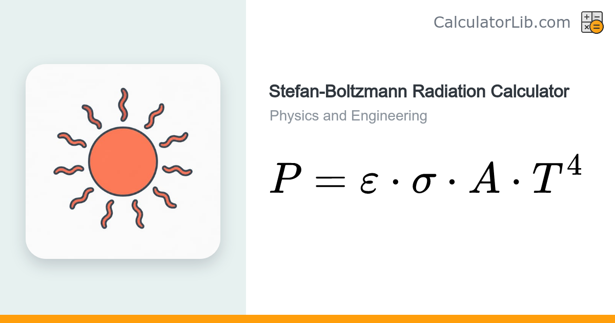 Stefan-Boltzmann Radiation Calculator (P = εσAT⁴) - CalculatorLib