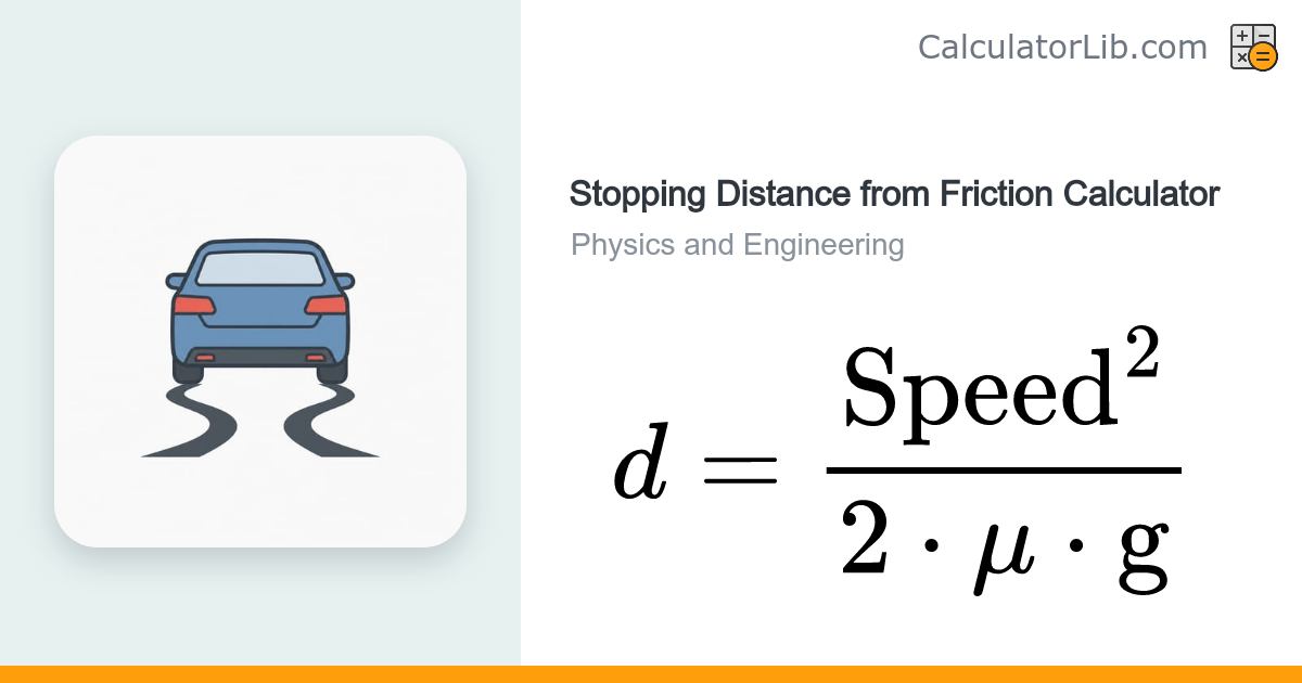Stopping Distance from Friction Calculator - CalculatorLib