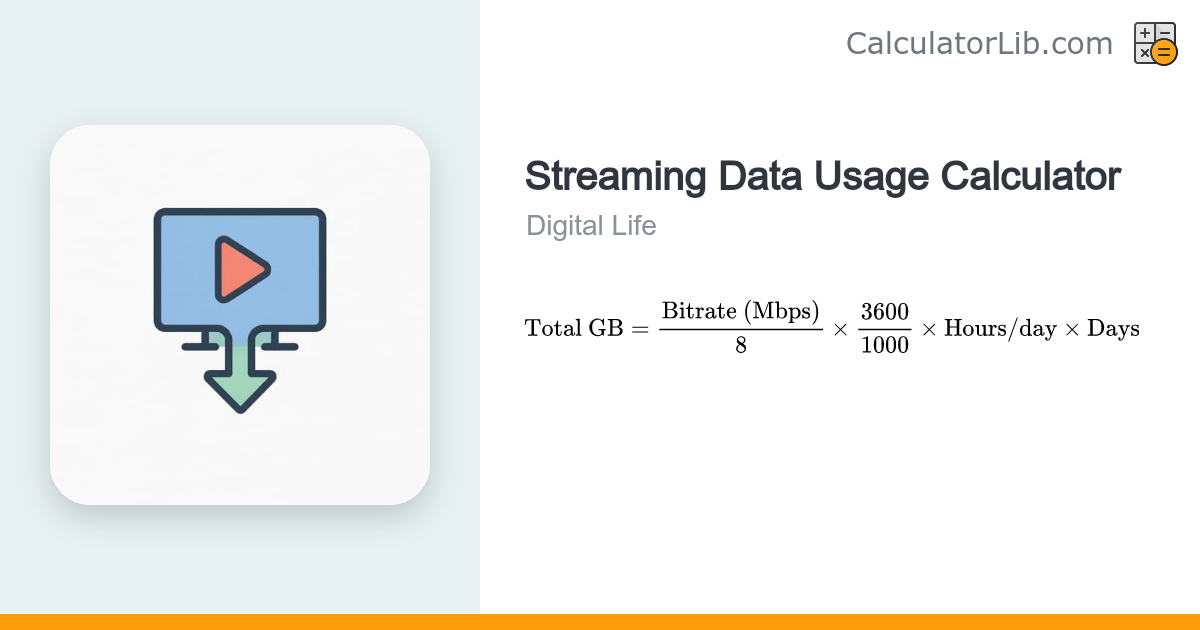 Streaming Data Usage Calculator (Netflix/YouTube) - CalculatorLib