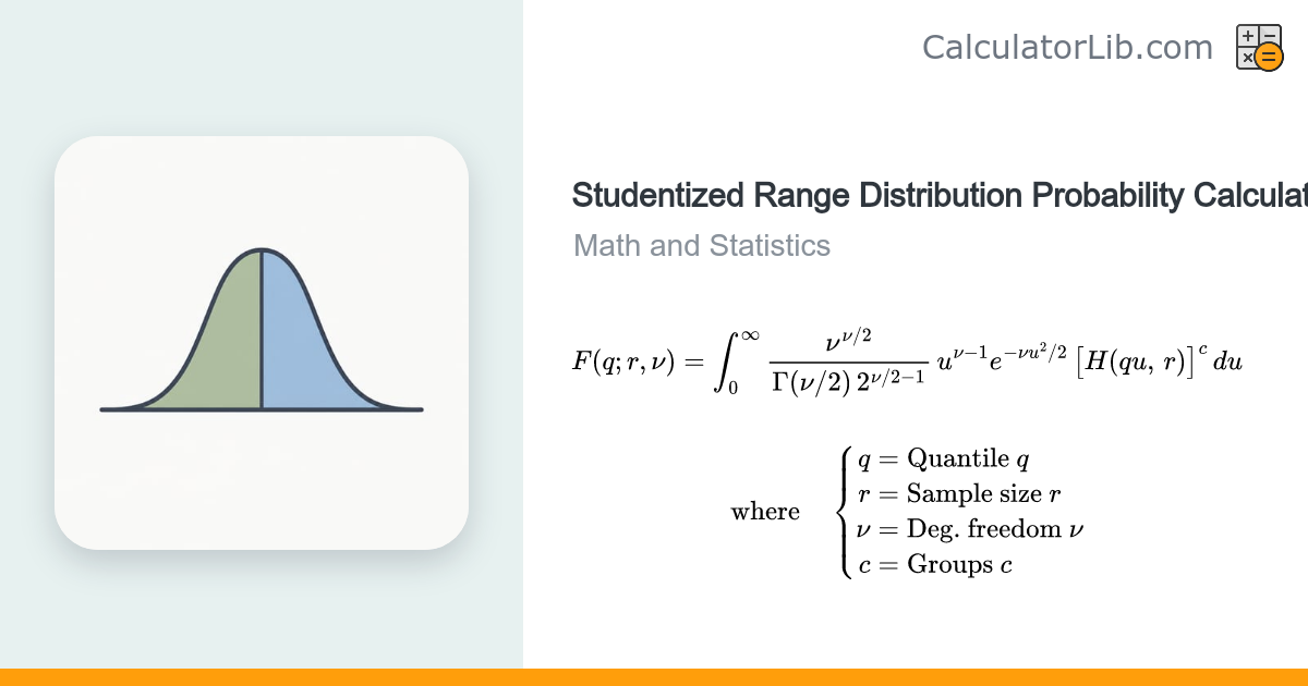 Studentized Range Distribution Probability Calculator - CalculatorLib