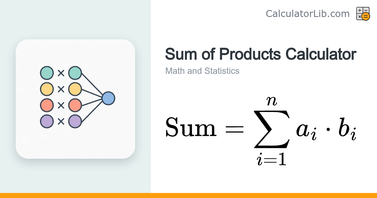 Sum of Products Calculator — Dot Product Σ(aᵢ·bᵢ) - CalculatorLib