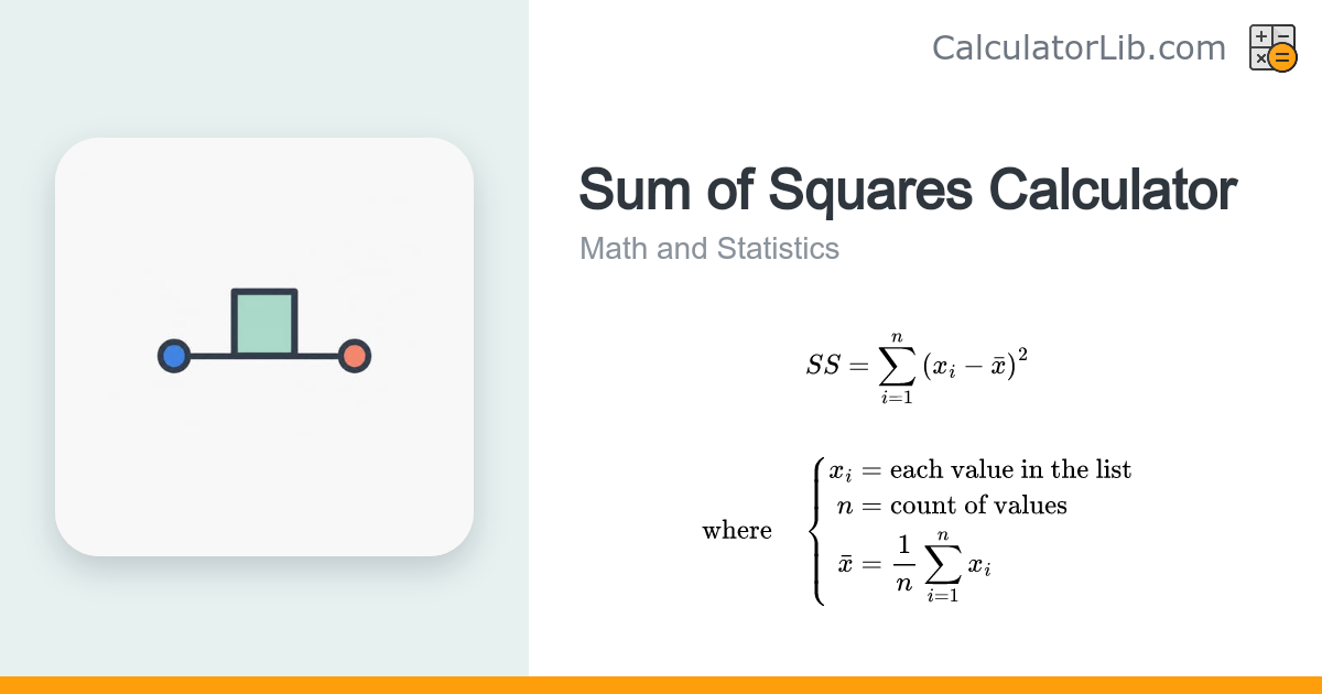 Sum of Squares Calculator — SS = Σ(xi − x̄)² - CalculatorLib