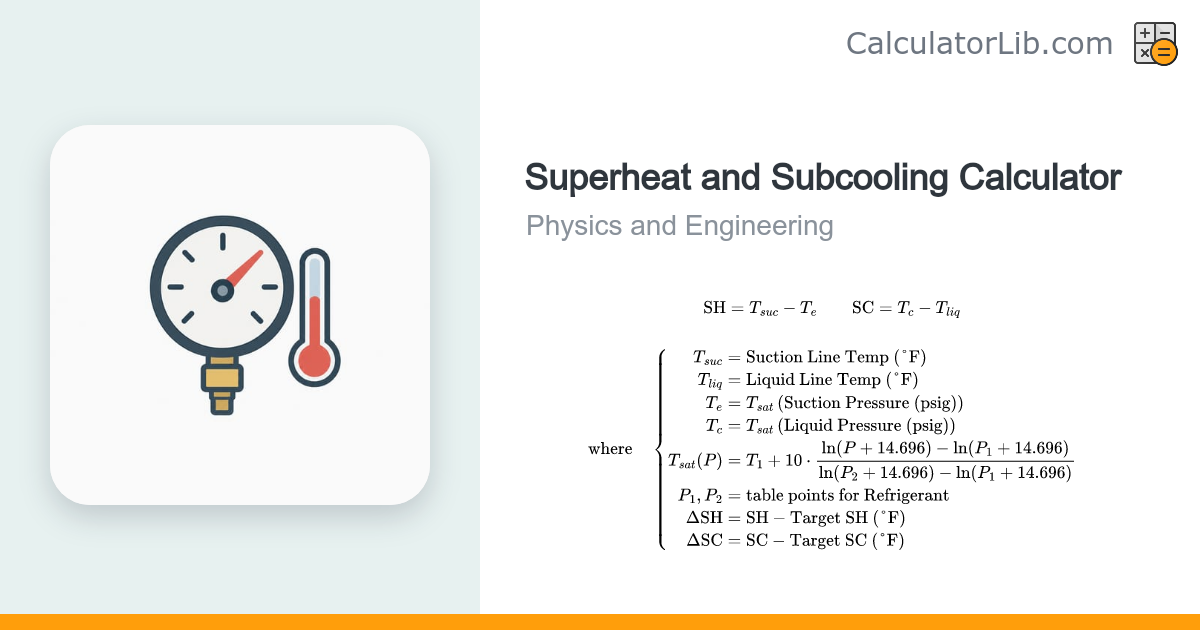Superheat and Subcooling Calculator for HVAC Charging - CalculatorLib