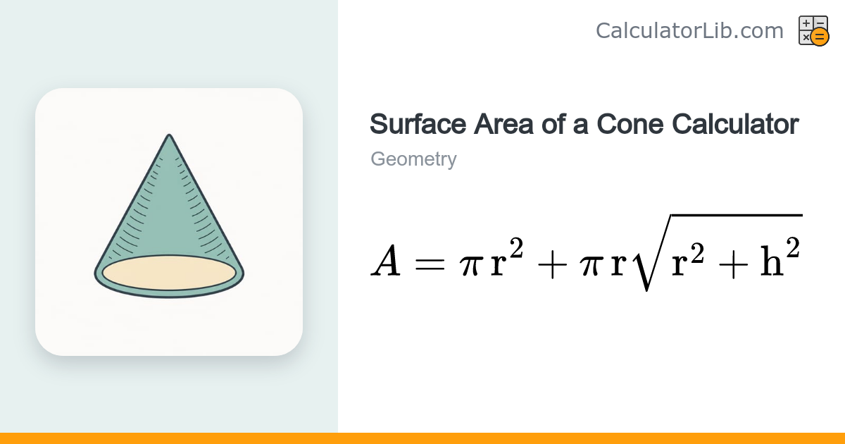Surface Area of a Cone Calculator — Total Area - CalculatorLib