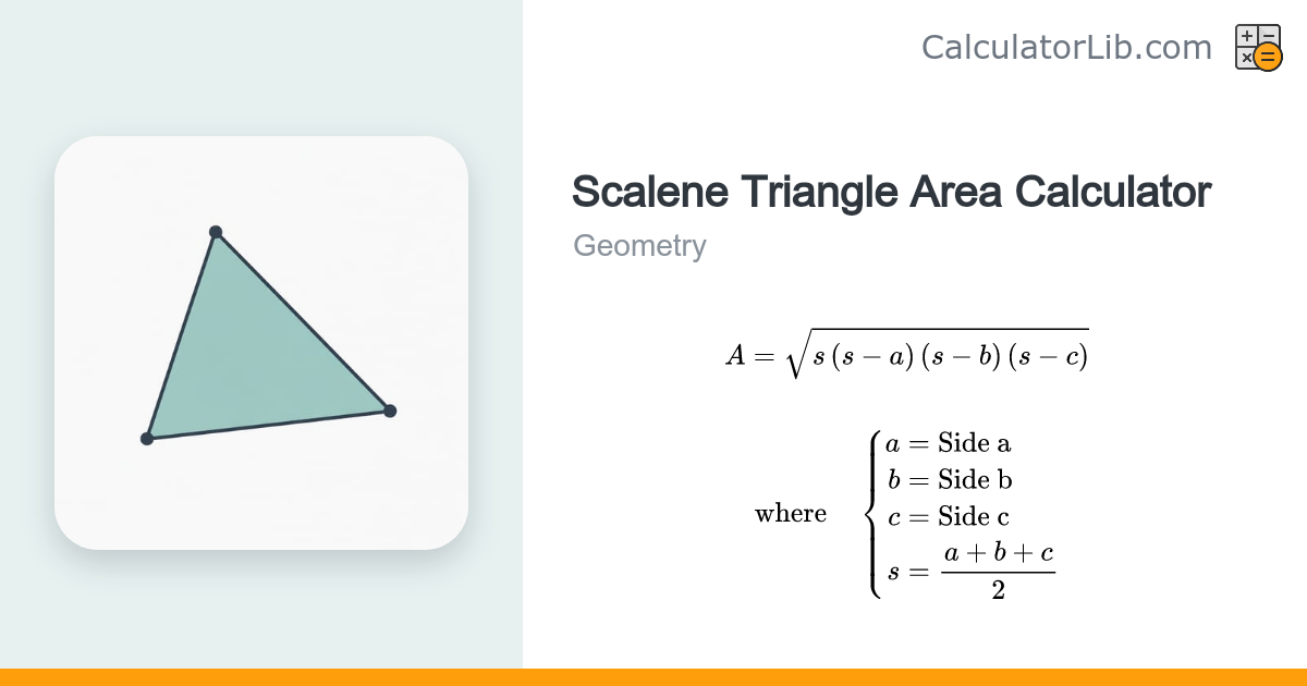 Scalene Triangle Area Calculator (Heron's Formula) - CalculatorLib