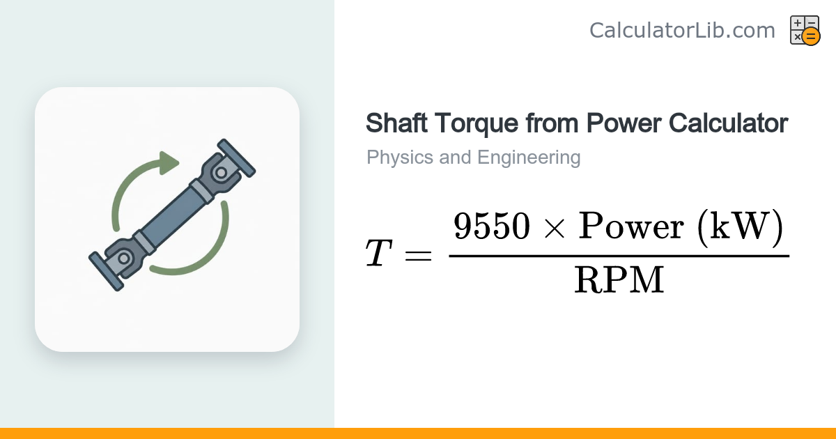 Shaft Torque from Power Calculator (kW & HP) - CalculatorLib