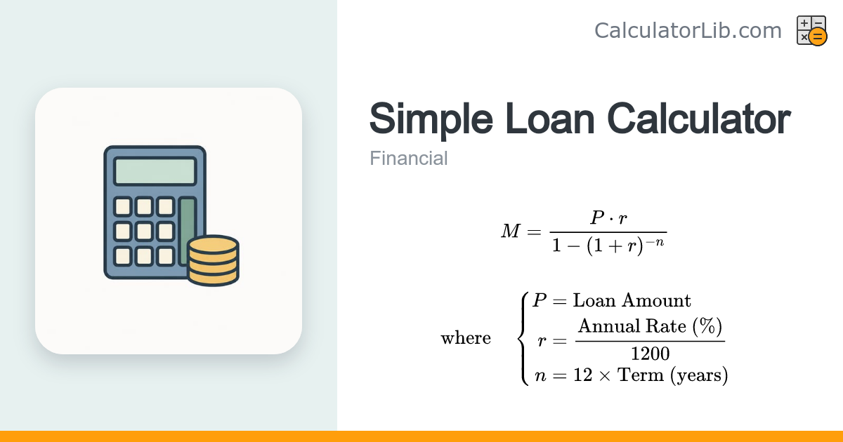 Simple Loan Calculator - Monthly Payment & Interest - CalculatorLib