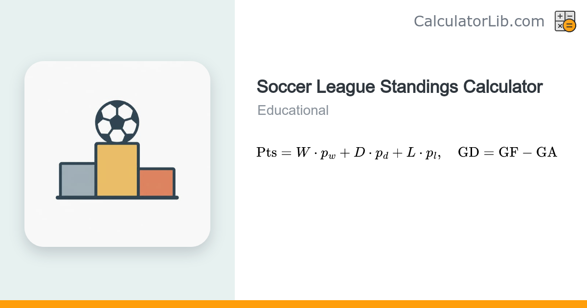 Soccer League Standings (Table Ranking) Calculator - CalculatorLib