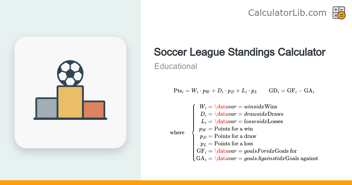 Soccer League Standings (Table Ranking) Calculator - CalculatorLib