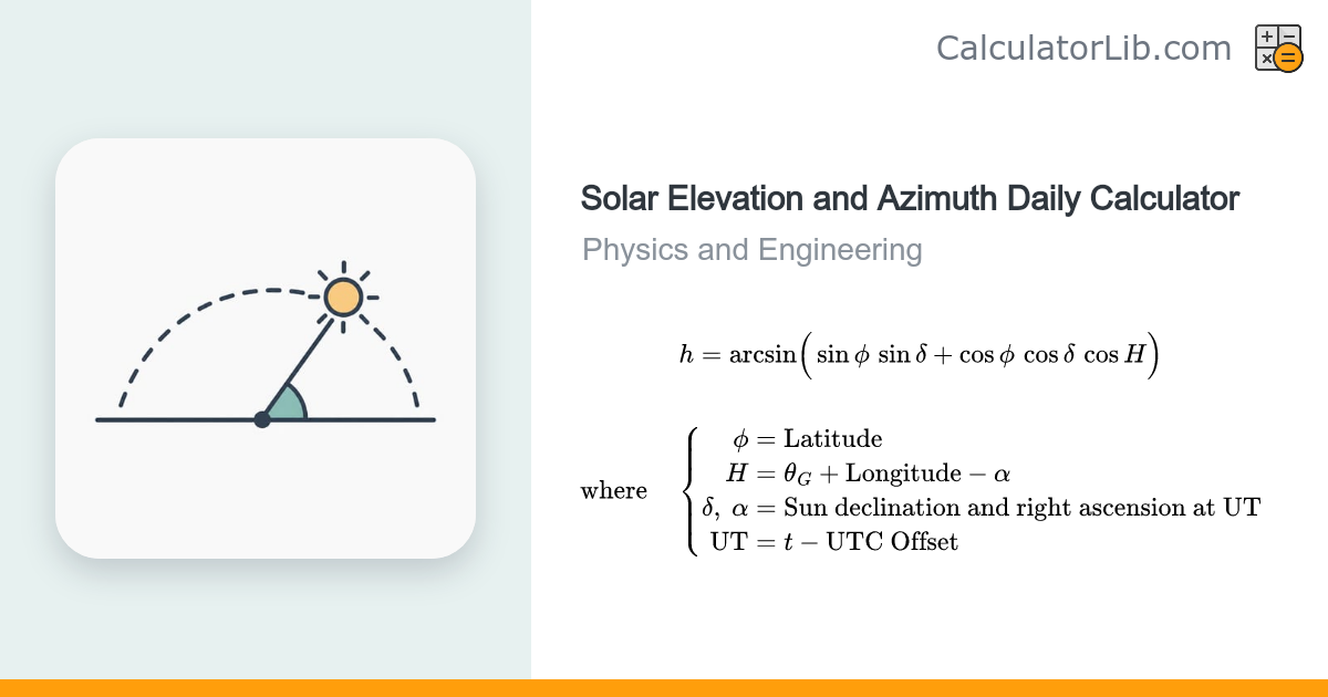 Solar Elevation and Azimuth Daily Calculator - CalculatorLib